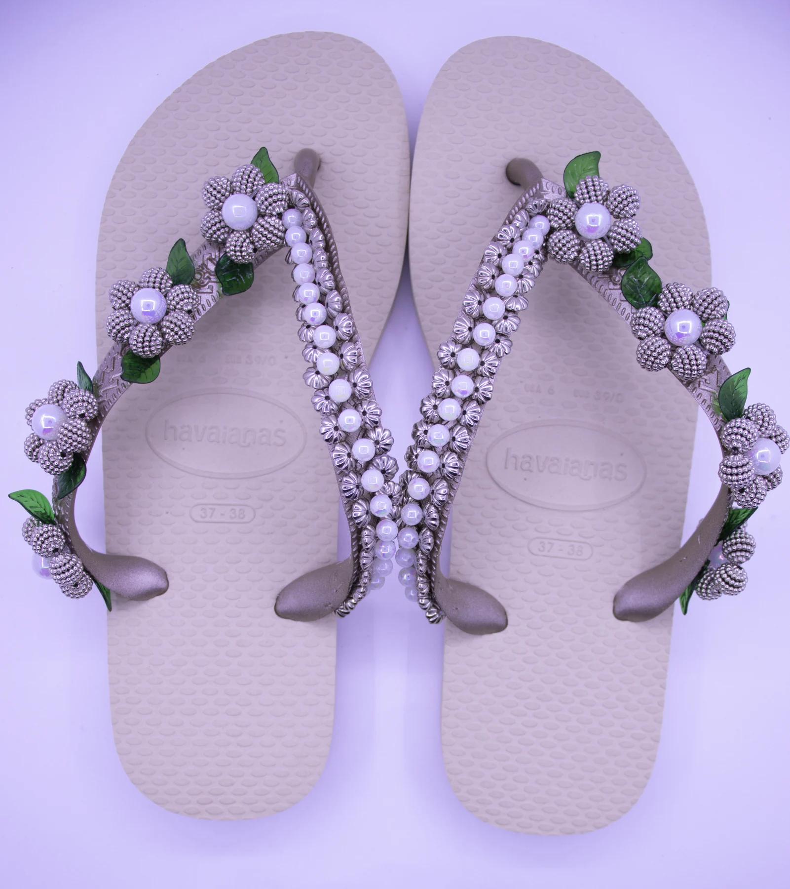 Sandalia Bordada Off White Floral Off White Sob consulta